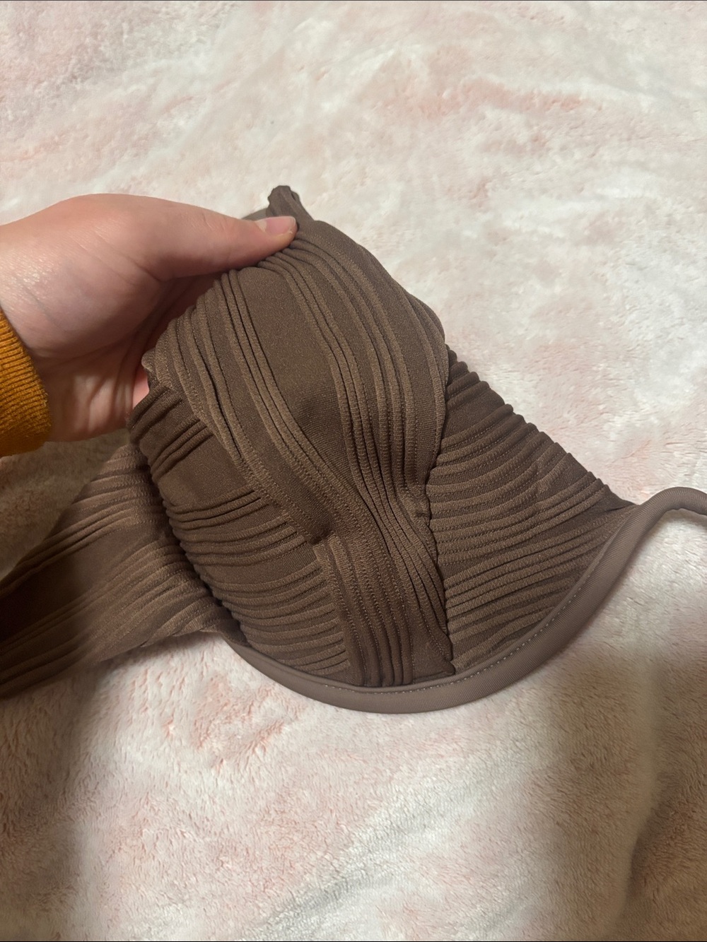 Zaful Brown Textured Tie-Side Bikini - Picture 3 of 6